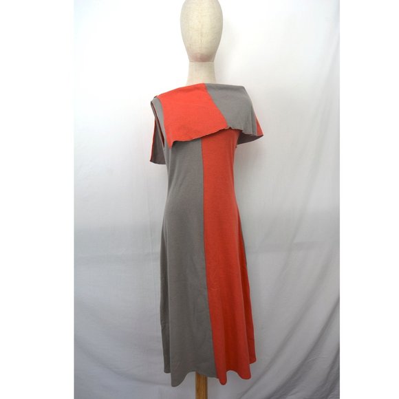 Like new Maya Epler handmade knit grey and coral dress, size S-M - Picture 3 of 14